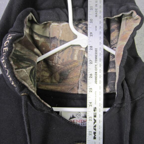Legendary Whitetails Hoodie Mens Small Black Camo Pullover Deer Antler Outdoors - Picture 4 of 8